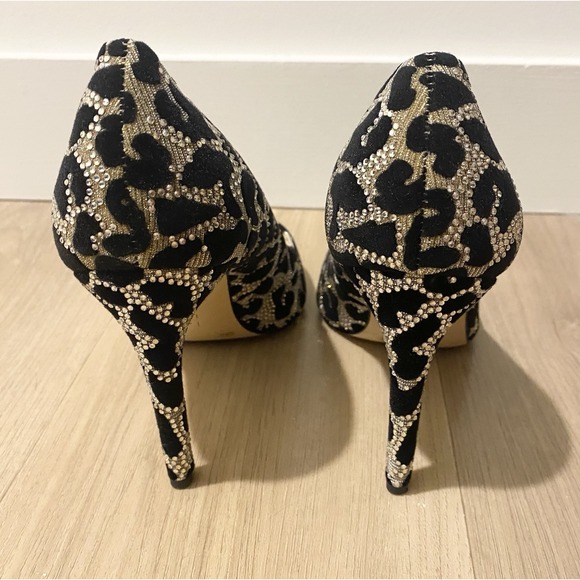 NWOB Gianni Bini Women Black Silver Rhinestone Leopard Pattern 4" Pumps Shoes 8 - Picture 6 of 8